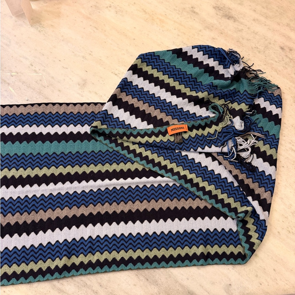 Missoni Scarf in Blue and Tan